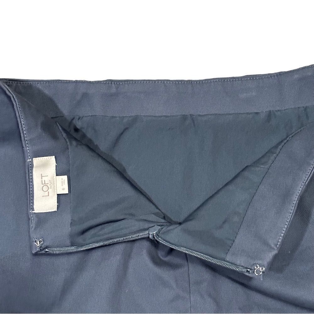 Loft Solid Blue Double Frontzip Shift Skirt - image 4